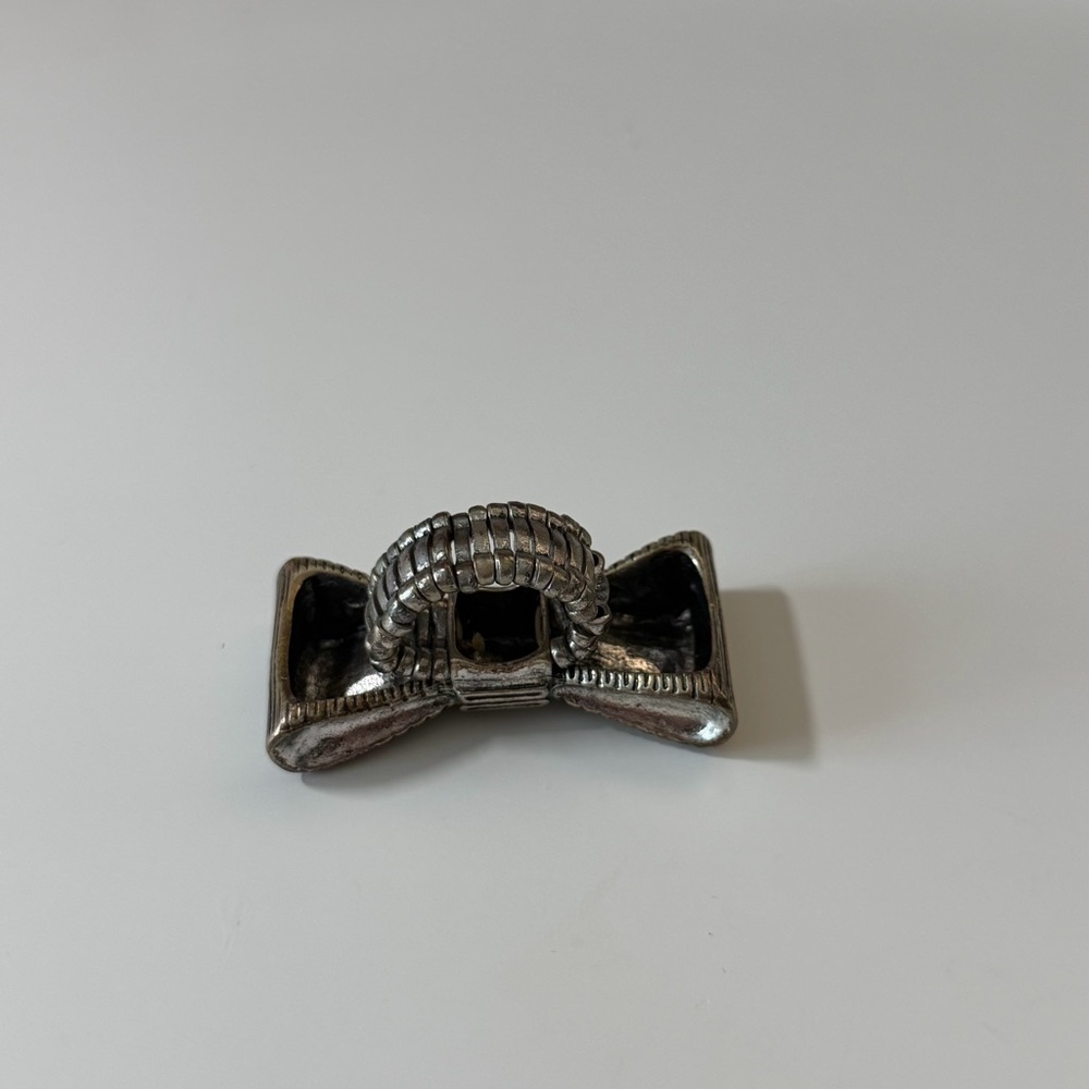 Silver Tone Bow Statement Ring – Adjustable Stretch Band - Picture 6 of 6